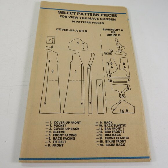 McCalls 5536 clothing pattern Swimsuit, Bikini, Cover up, Robe - Picture 4 of 7